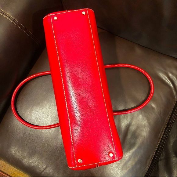 W KATE SPADE Large Red Leather Tote Briefcase Shoulder Bag with Three Sections - Picture 4 of 14